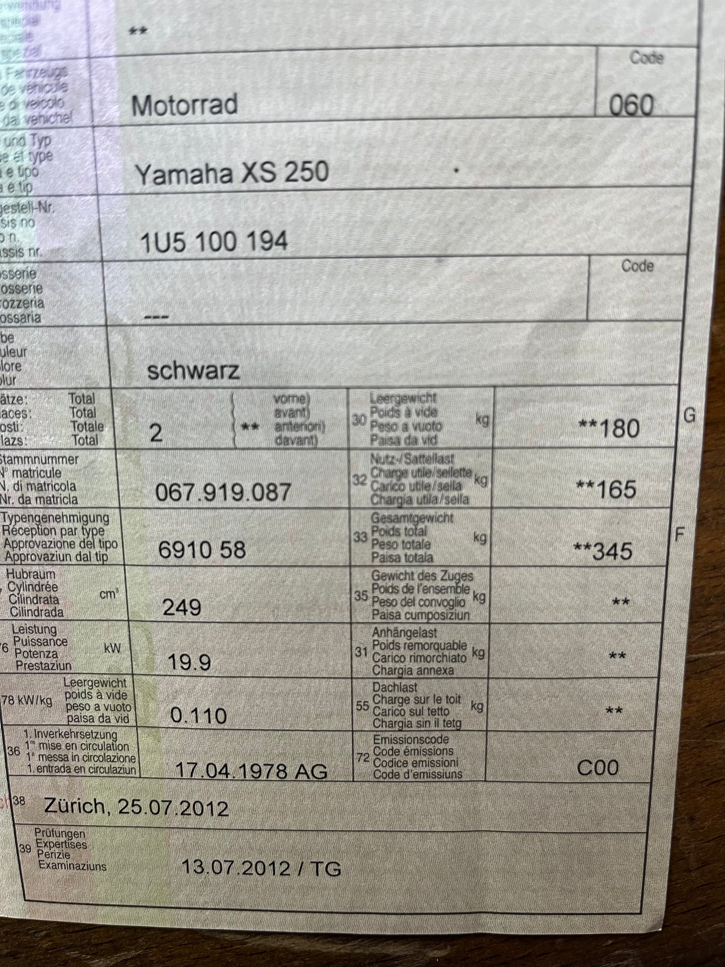 Vintage Yamaha XS250,Jg 1978