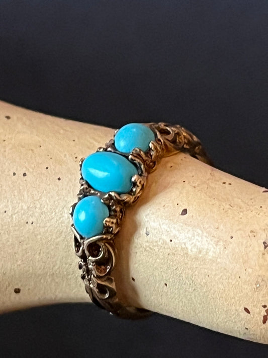 Vintage -Victorian- Ring, 9ct Gold, Turquois